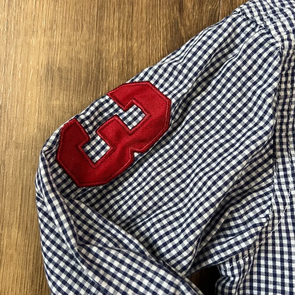 US Polo Assn Blue Gingham Embroidered Long Sleeve Button #3 Shirt Sz 3T